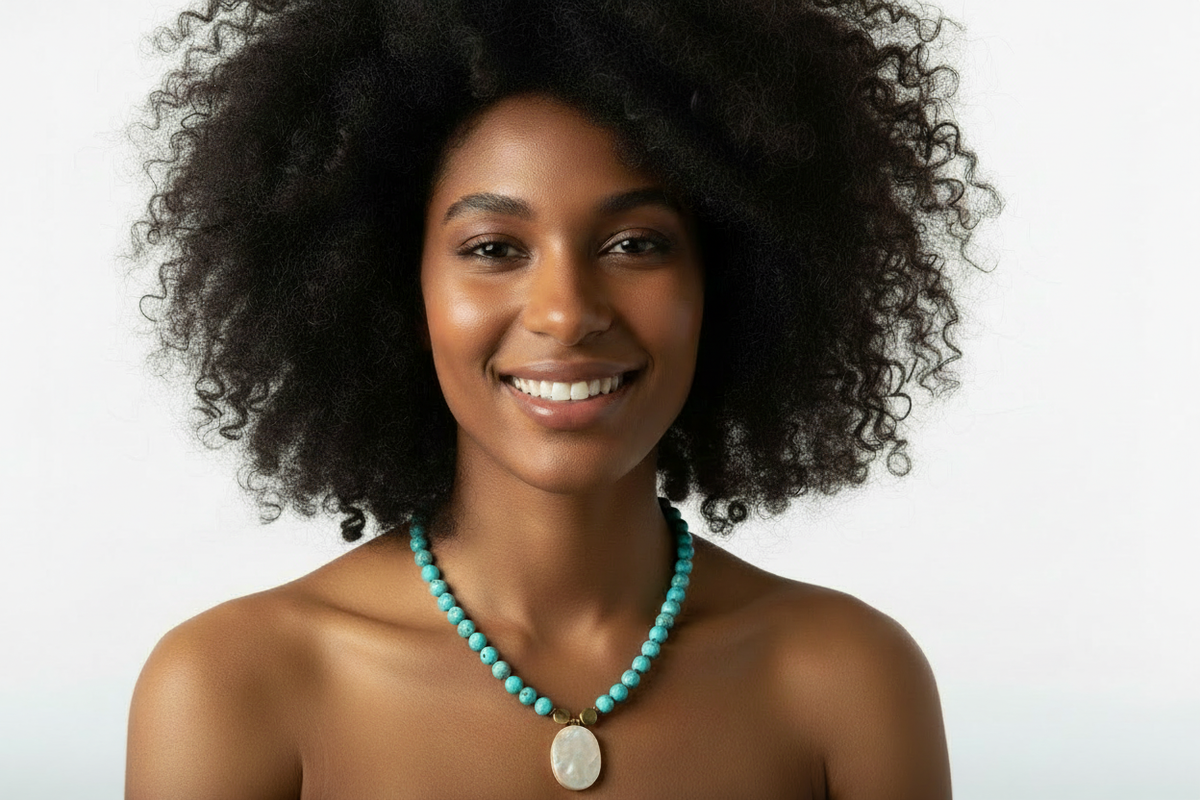 Turquoise Shell Necklace - Choker Length