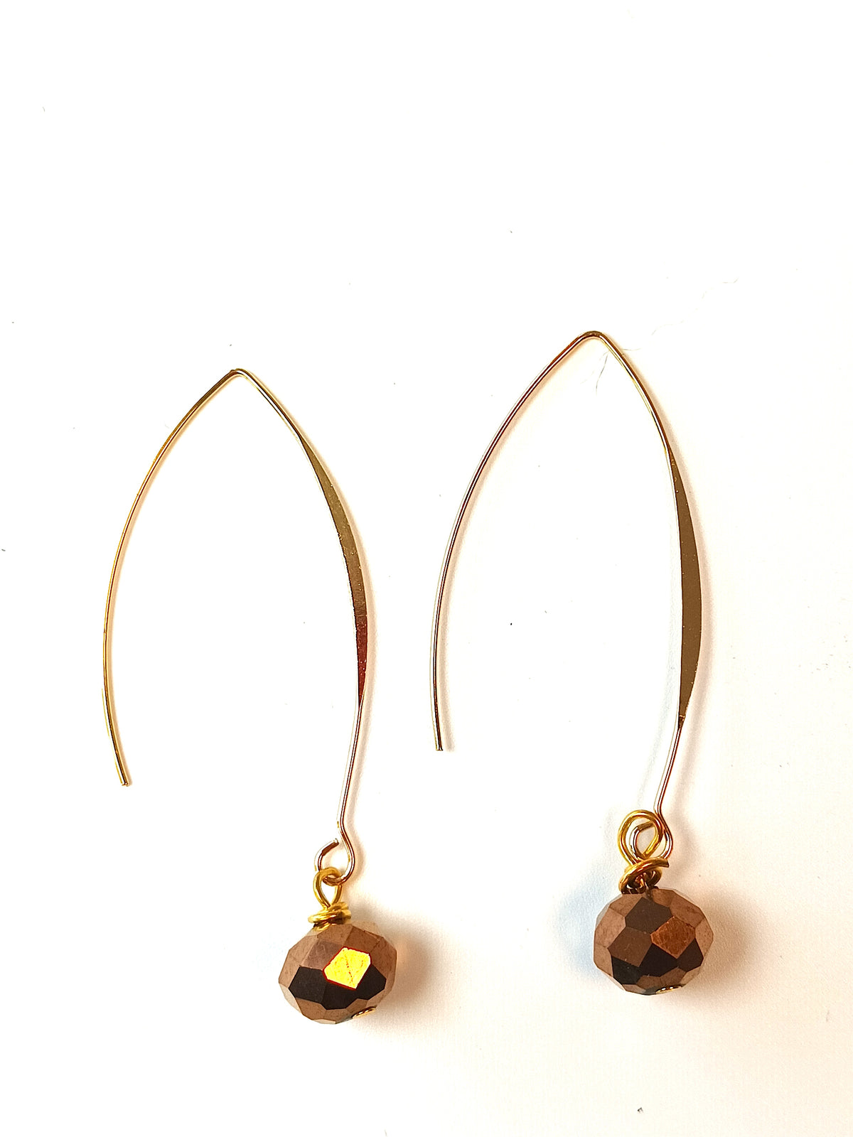 Glass Bead Earrings - Antique Copper Gold