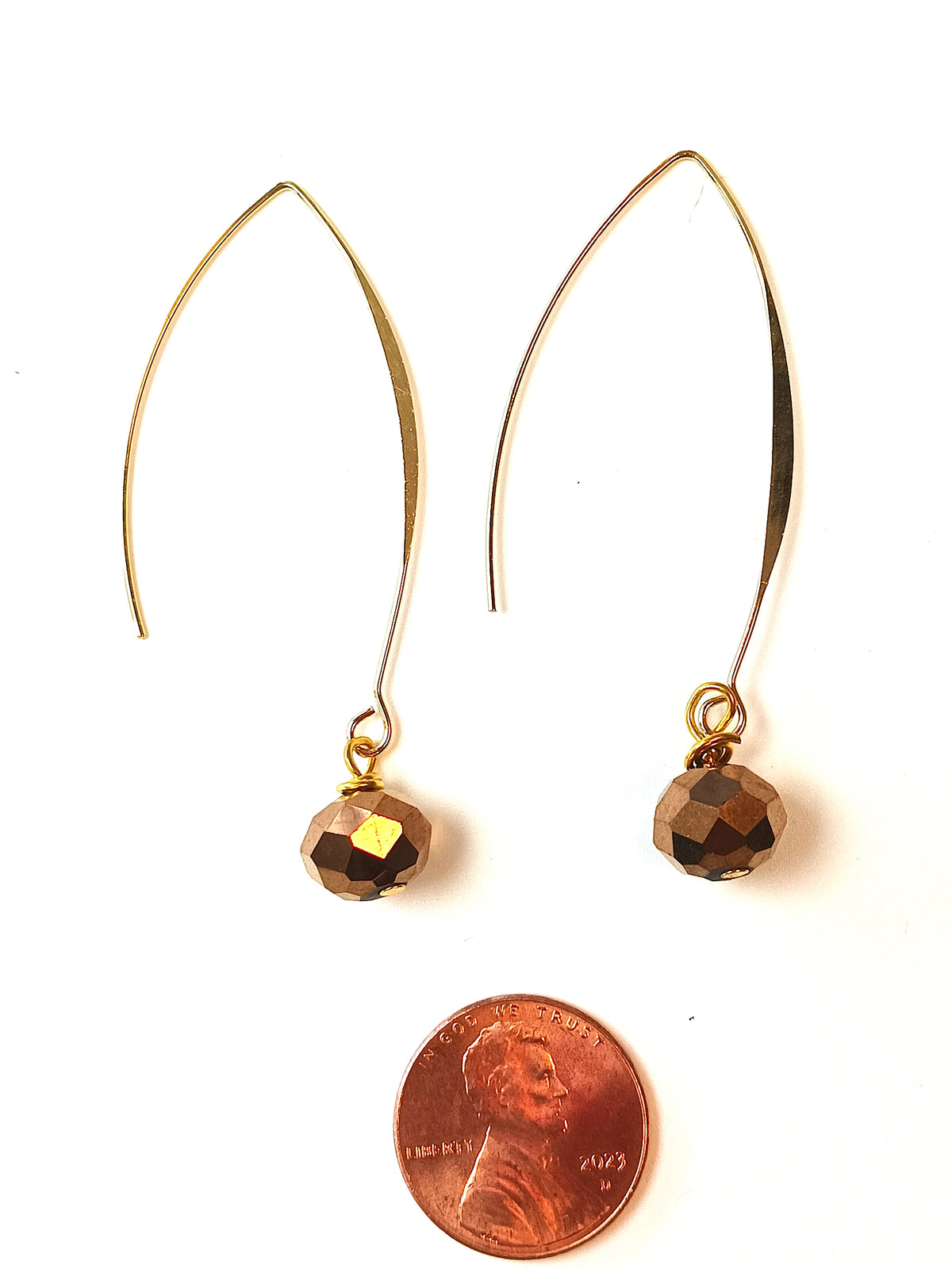 Glass Bead Earrings - Antique Copper Gold
