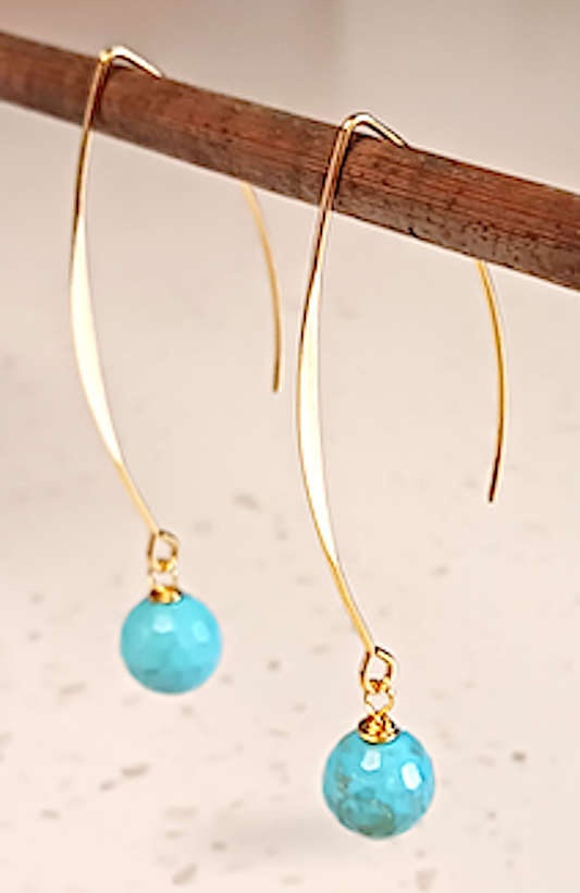 Turquoise Earrings - Faceted 8 mm