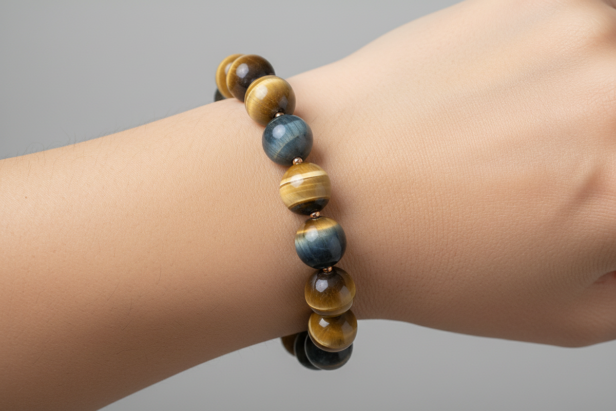 Tiger's Eye Bracelet close-up on wrist