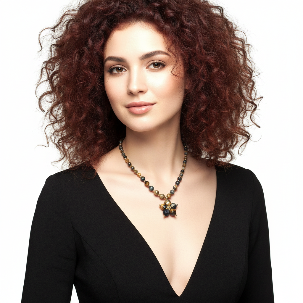 Tigers Eye Necklace - Black Evening Gown