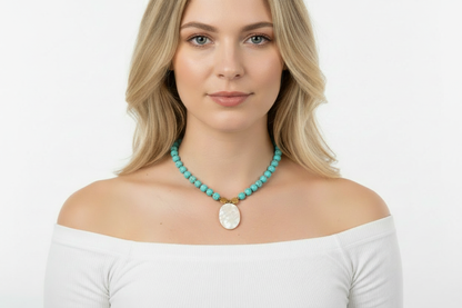 Turquoise Shell Necklace - Medium Length