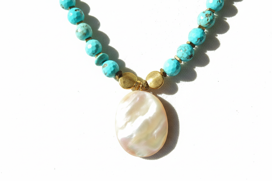 Turquoise Shell Pendant Close-Up
