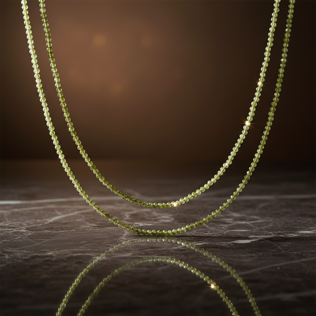 Zircon Necklace 35 Inch Close-up with Elegant Lighting